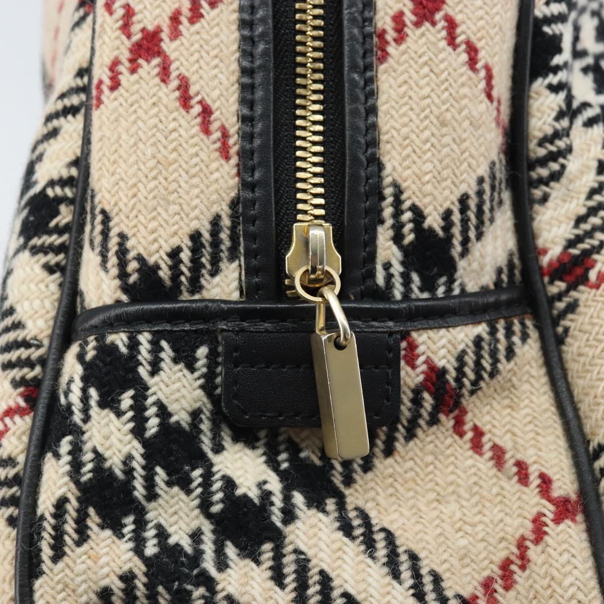 BURBERRY Nova Check Hand Bag Wool Beige Gold Auth mr2159V