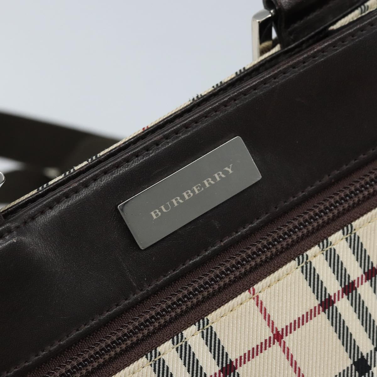 BURBERRY Nova Check Shoulder Bag Canvas Beige Silver Auth mr2160