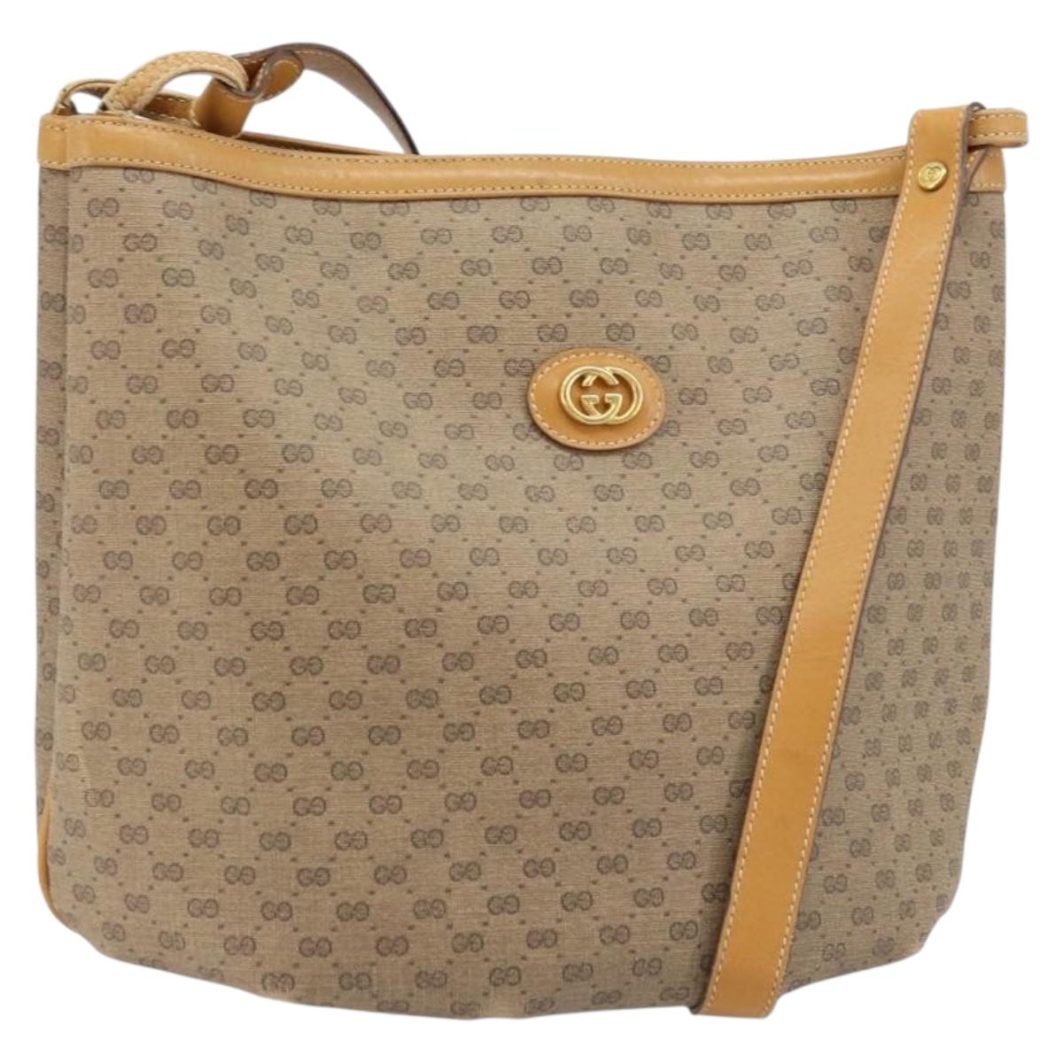 GUCCI Micro GG Supreme Shoulder Bag PVC Beige Gold 001 110 0077 Auth mr2161