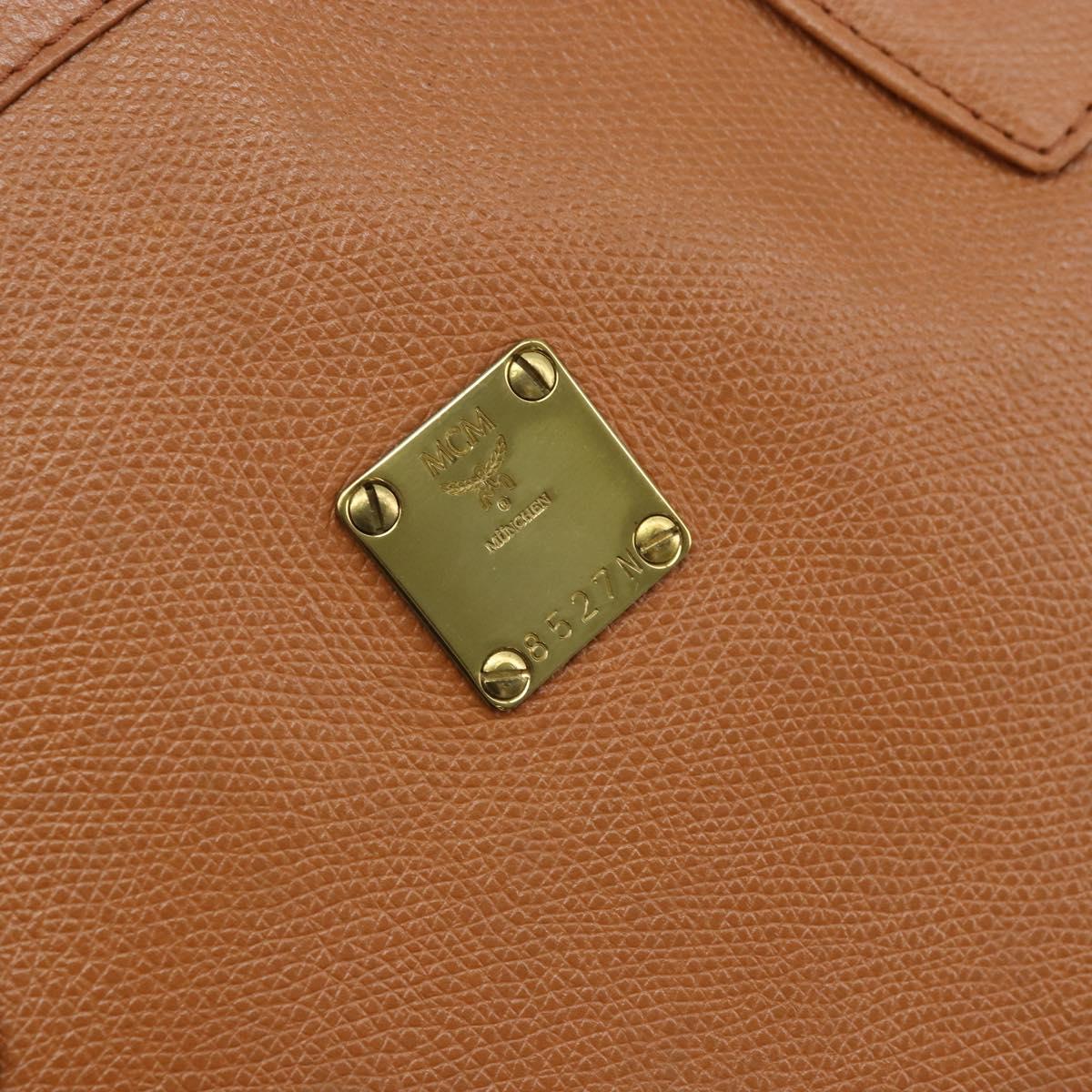 MCM Hand Bag Leather Brown Gold Auth mr2162