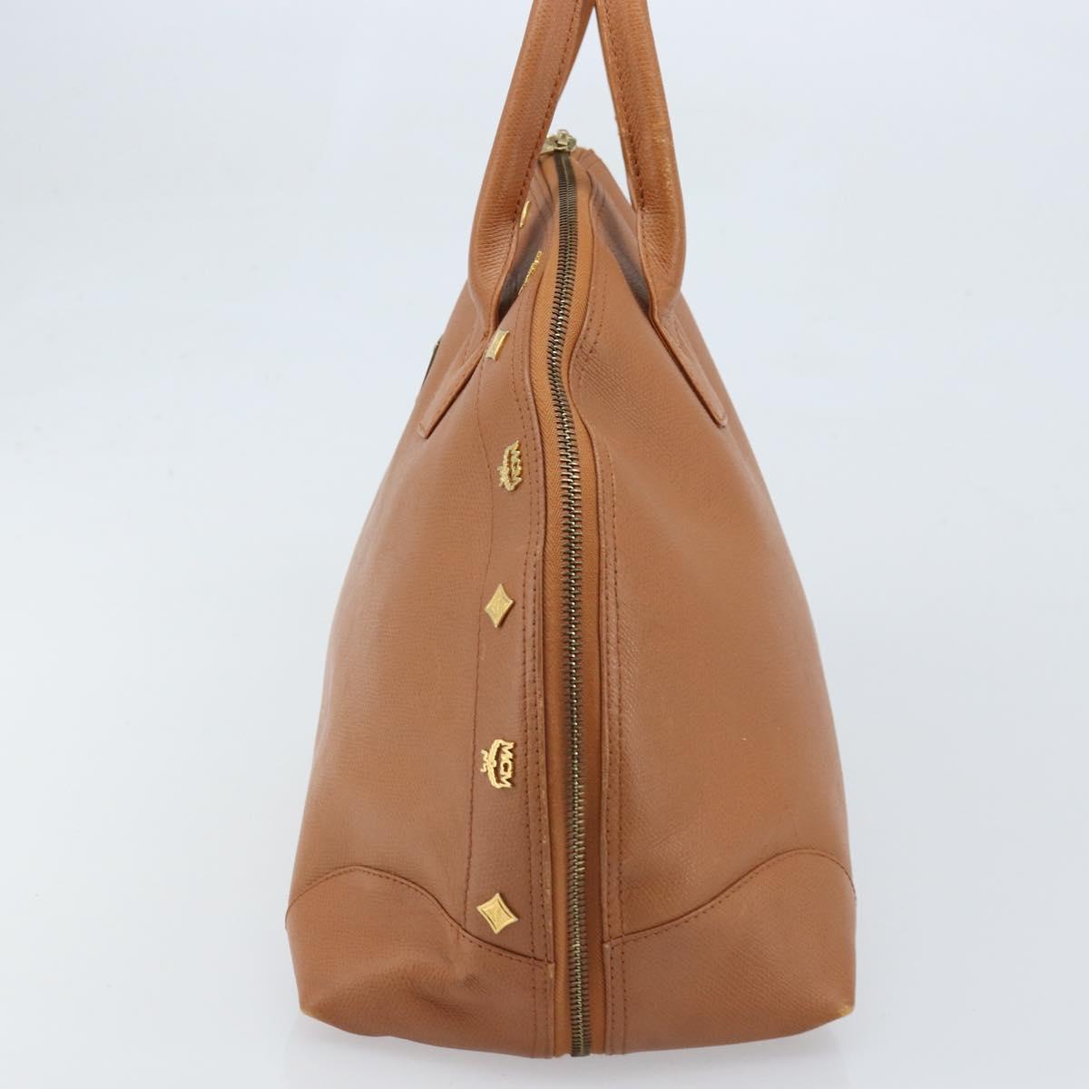 MCM Hand Bag Leather Brown Gold Auth mr2162