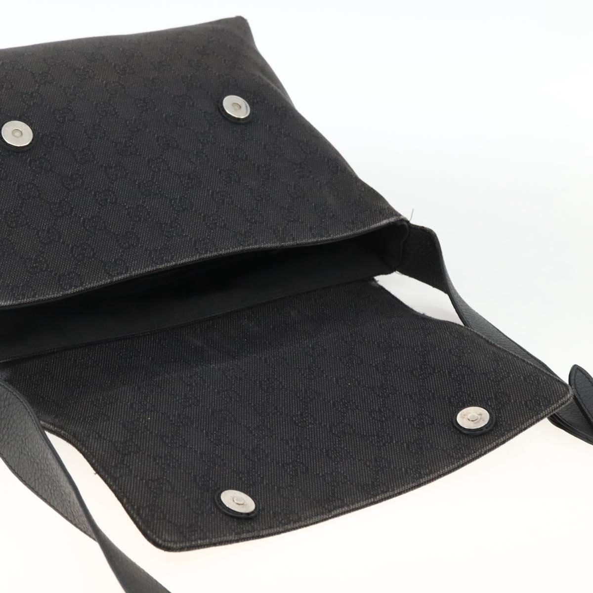 GUCCI GG Canvas Shoulder Bag Black Silver 272351 Auth mr2167