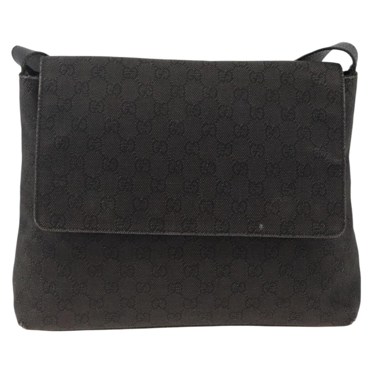GUCCI GG Canvas Shoulder Bag Black Silver 272351 Auth mr2167
