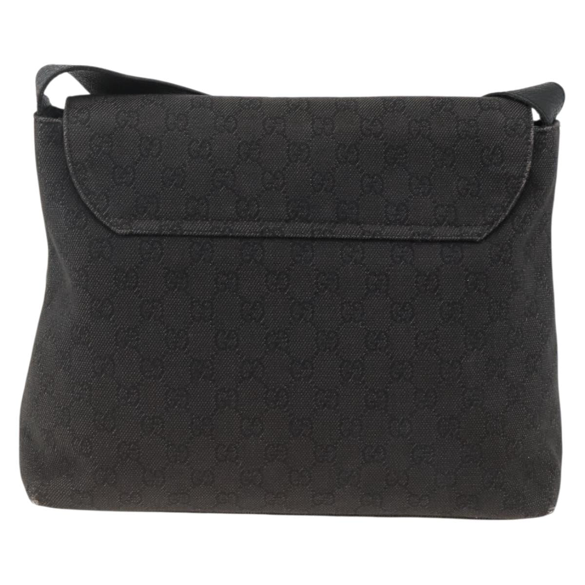 GUCCI GG Canvas Shoulder Bag Black Silver 272351 Auth mr2167