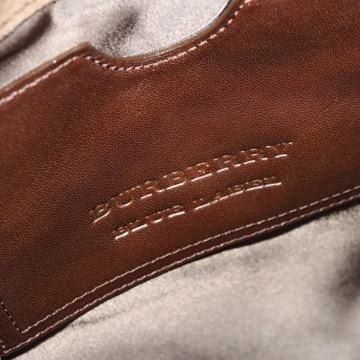 BURBERRY Shoulder Bag Suede Leather Brown Silver Auth mr2170