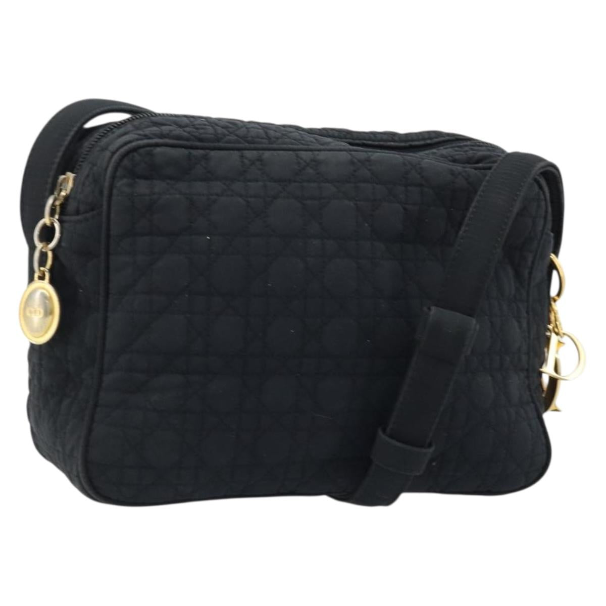 Christian Dior Shoulder Bag Nylon Black Gold Auth mr2173