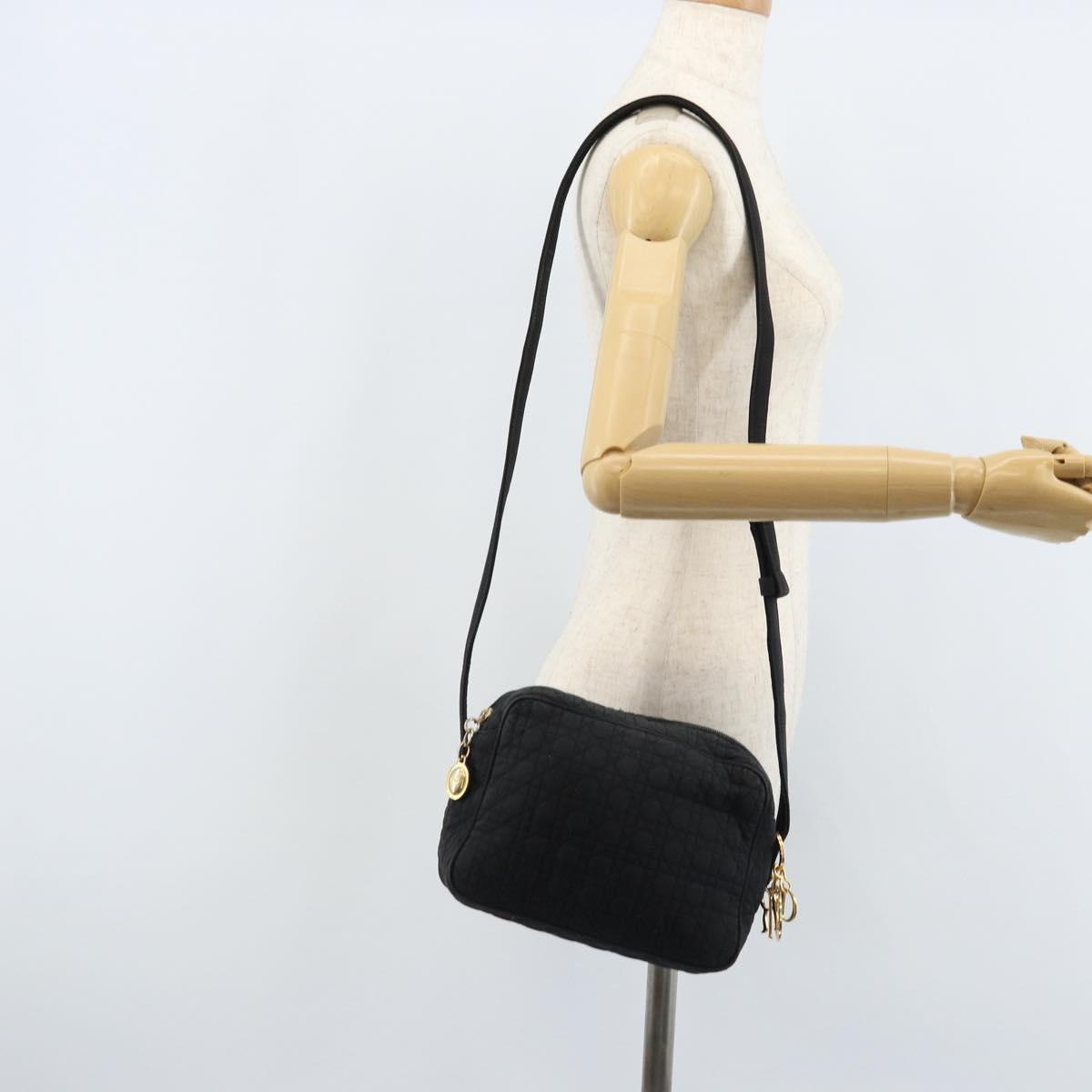 Christian Dior Shoulder Bag Nylon Black Gold Auth mr2173