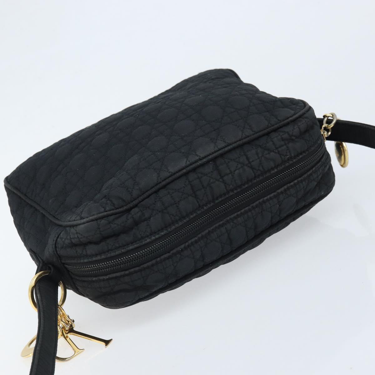 Christian Dior Shoulder Bag Nylon Black Gold Auth mr2173