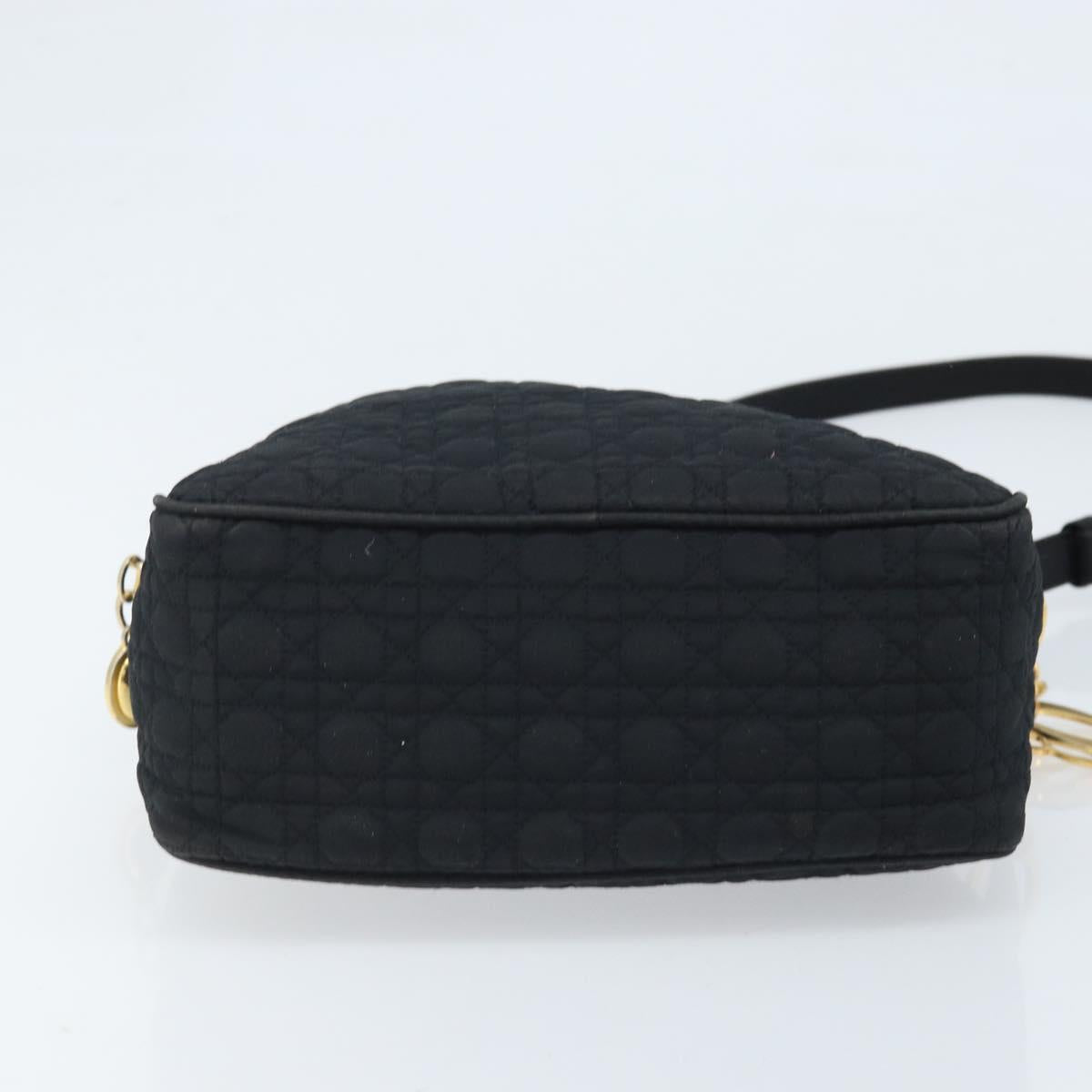 Christian Dior Shoulder Bag Nylon Black Gold Auth mr2173