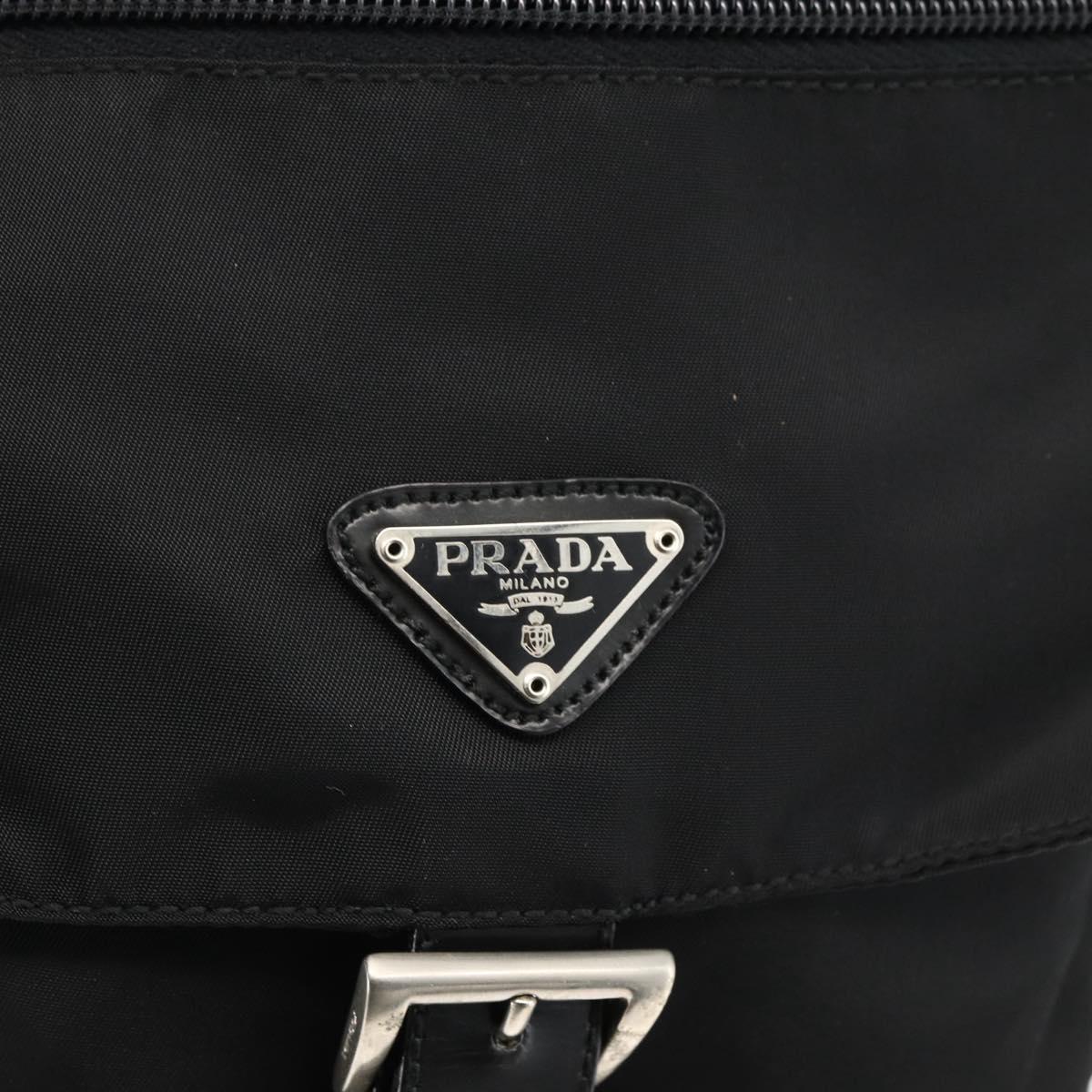 PRADA Shoulder Bag Nylon Black Silver Auth mr2174