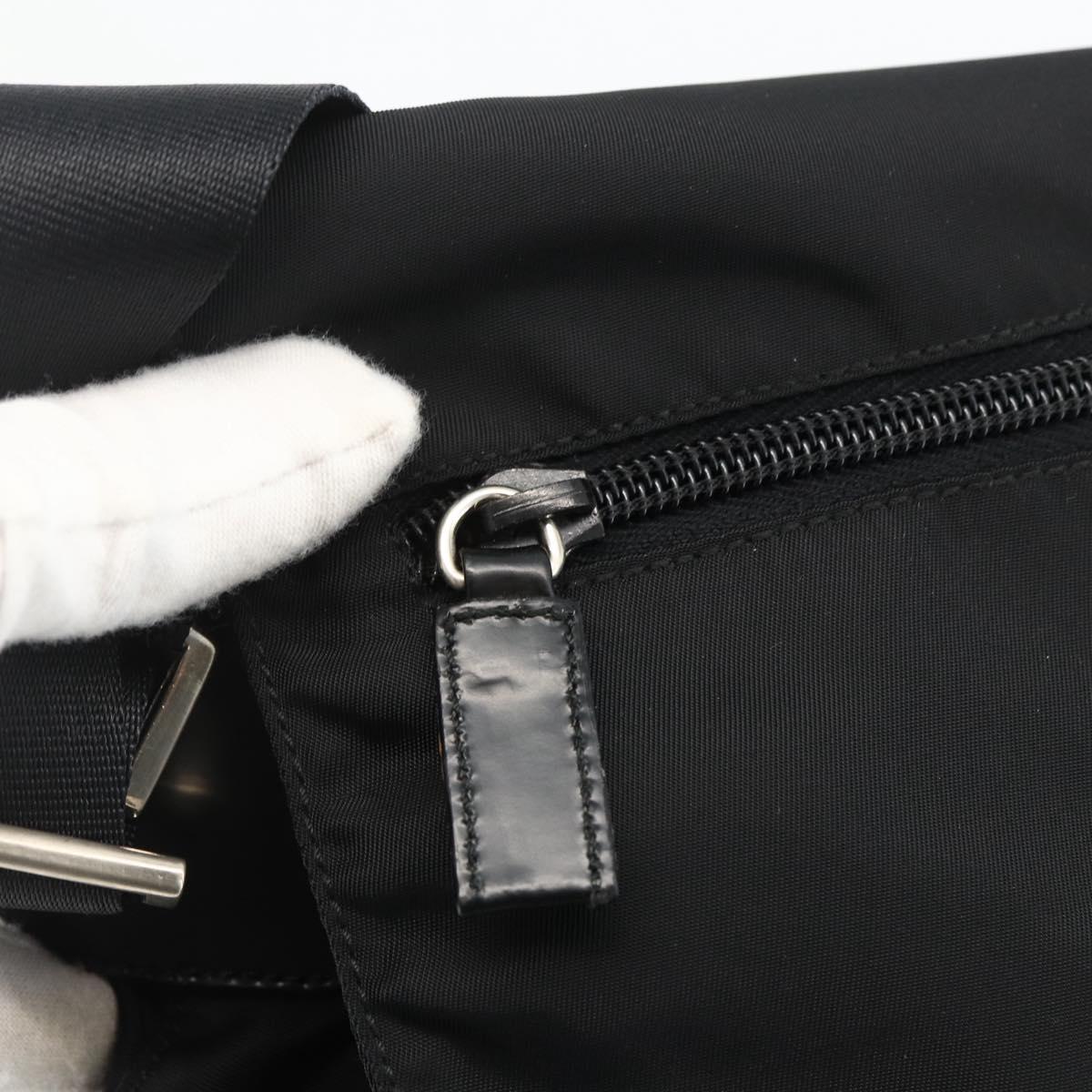 PRADA Shoulder Bag Nylon Black Silver Auth mr2174