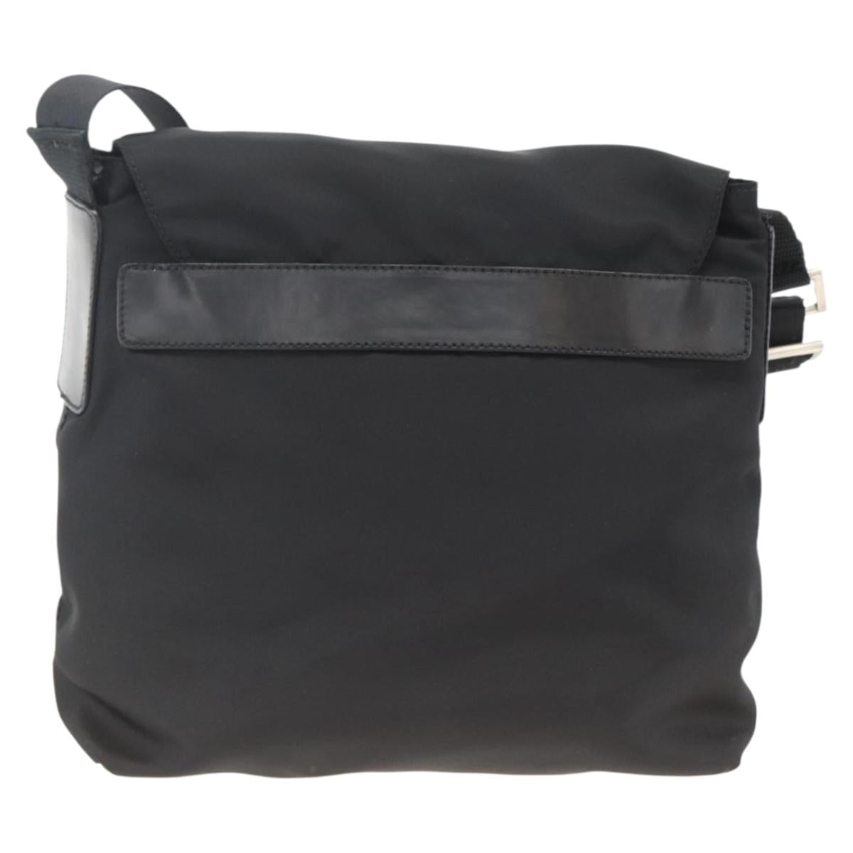 PRADA Shoulder Bag Nylon Black Silver Auth mr2174