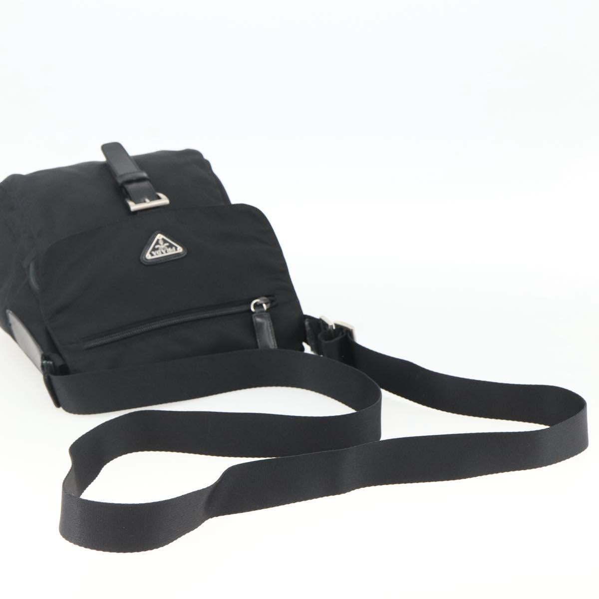 PRADA Shoulder Bag Nylon Black Silver Auth mr2174