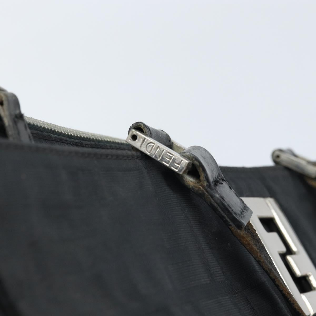 FENDI Zucca Canvas Tote Bag Black Silver Auth mr2177