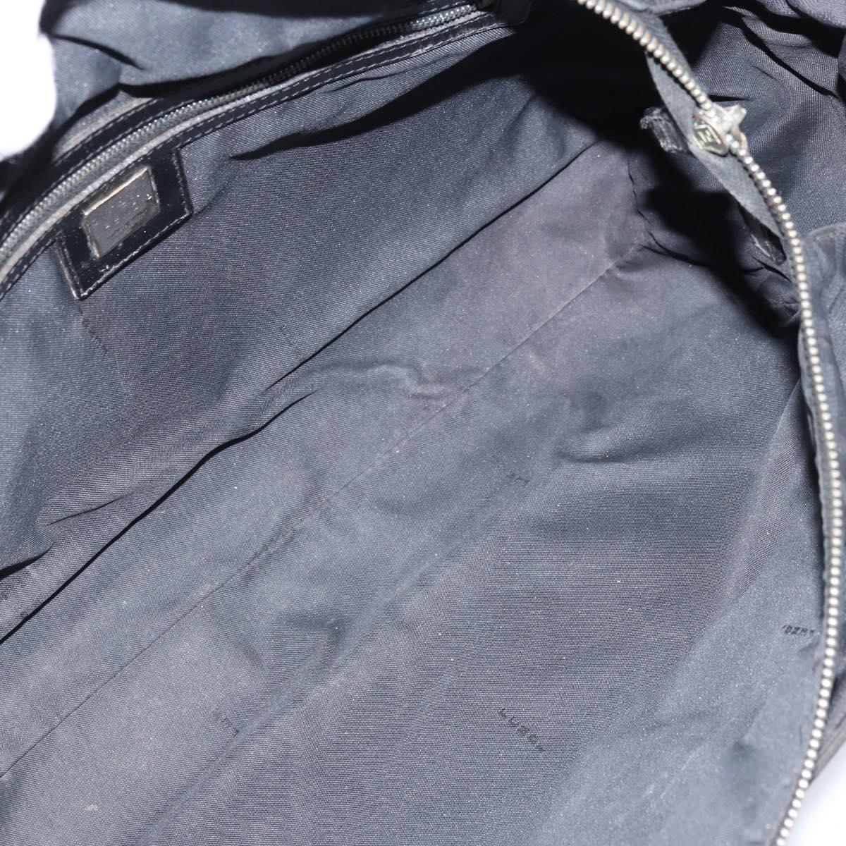 FENDI Zucca Canvas Tote Bag Black Silver Auth mr2177