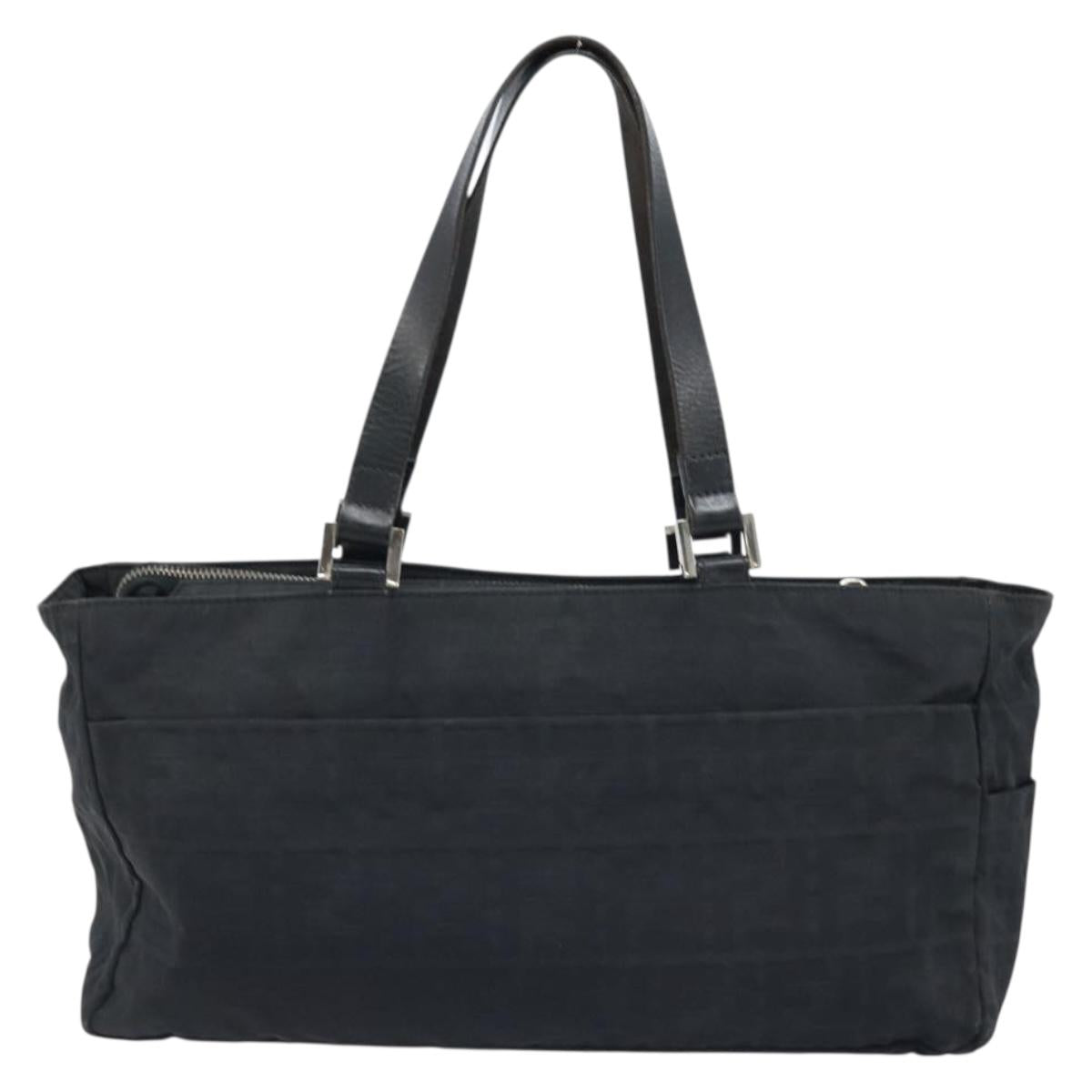 FENDI Zucca Canvas Tote Bag Black Silver Auth mr2177