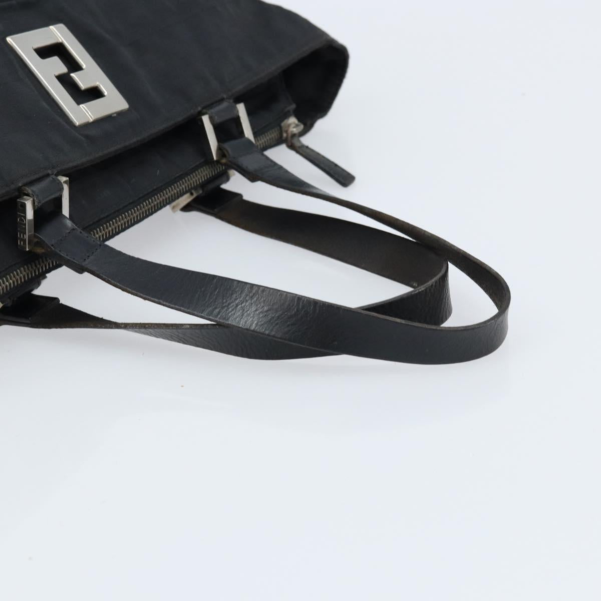 FENDI Zucca Canvas Tote Bag Black Silver Auth mr2177