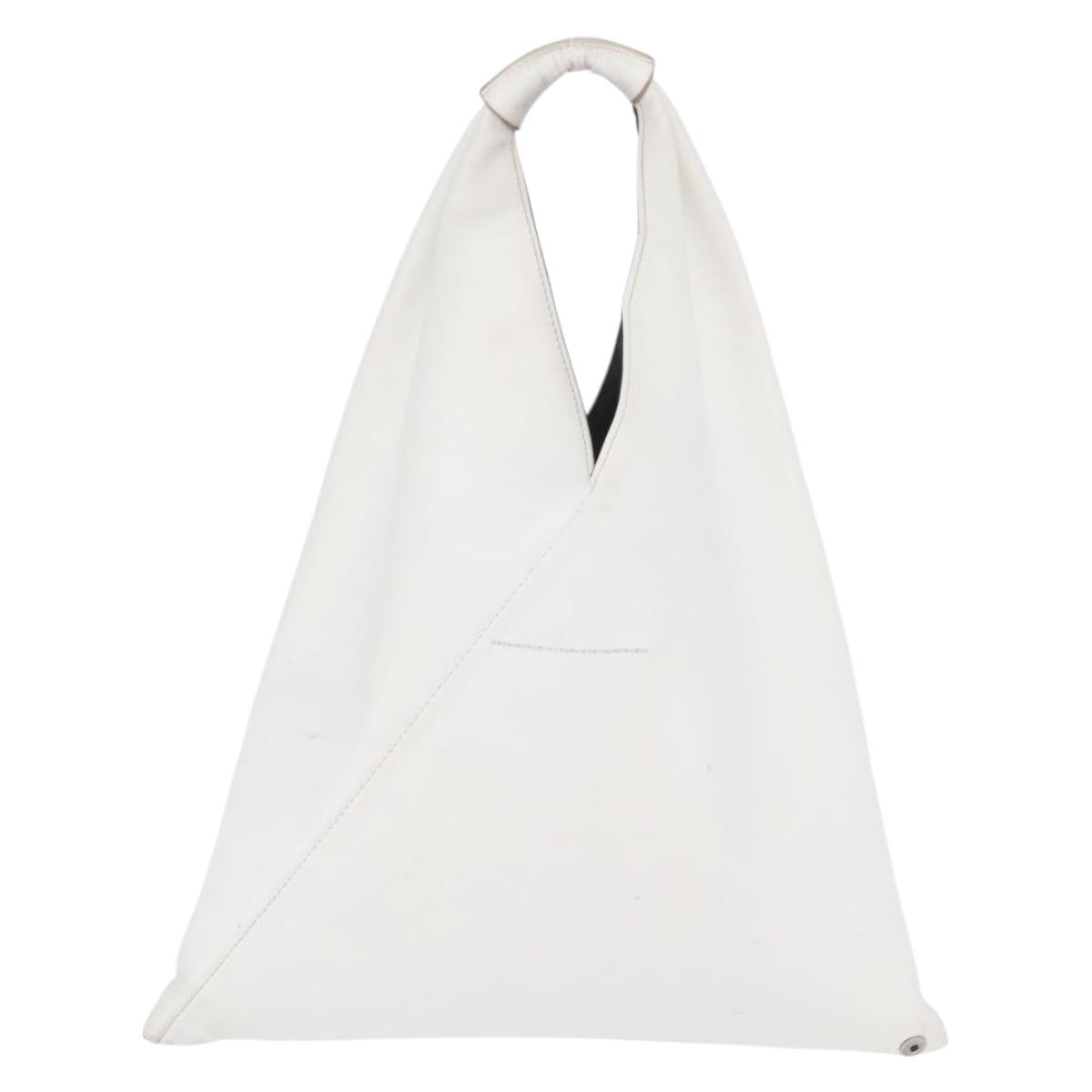 Maison Margiela Hand Bag Leather White Auth mr2179