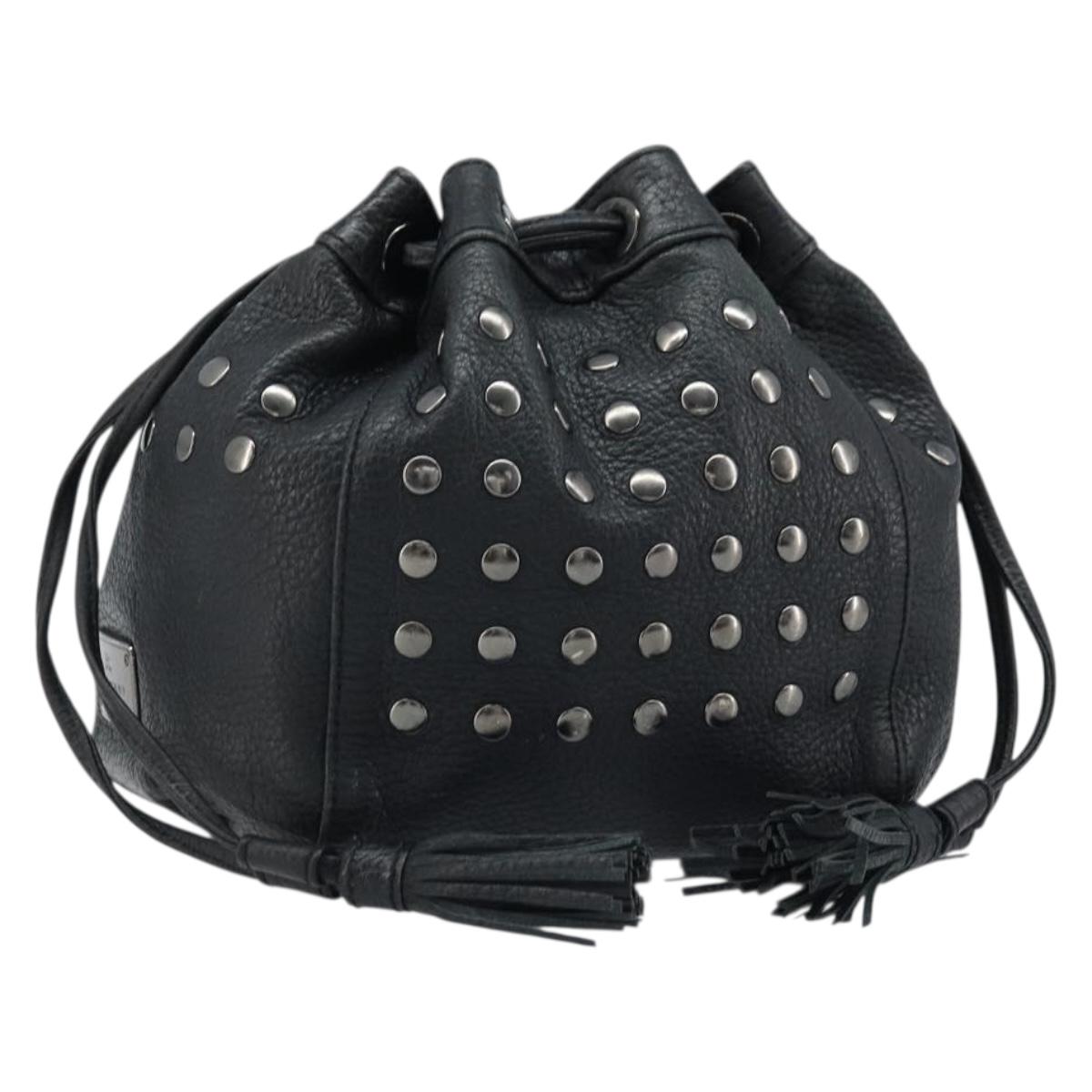 BURBERRY Blue Label Shoulder Bag Leather Black Silver Auth mr2180