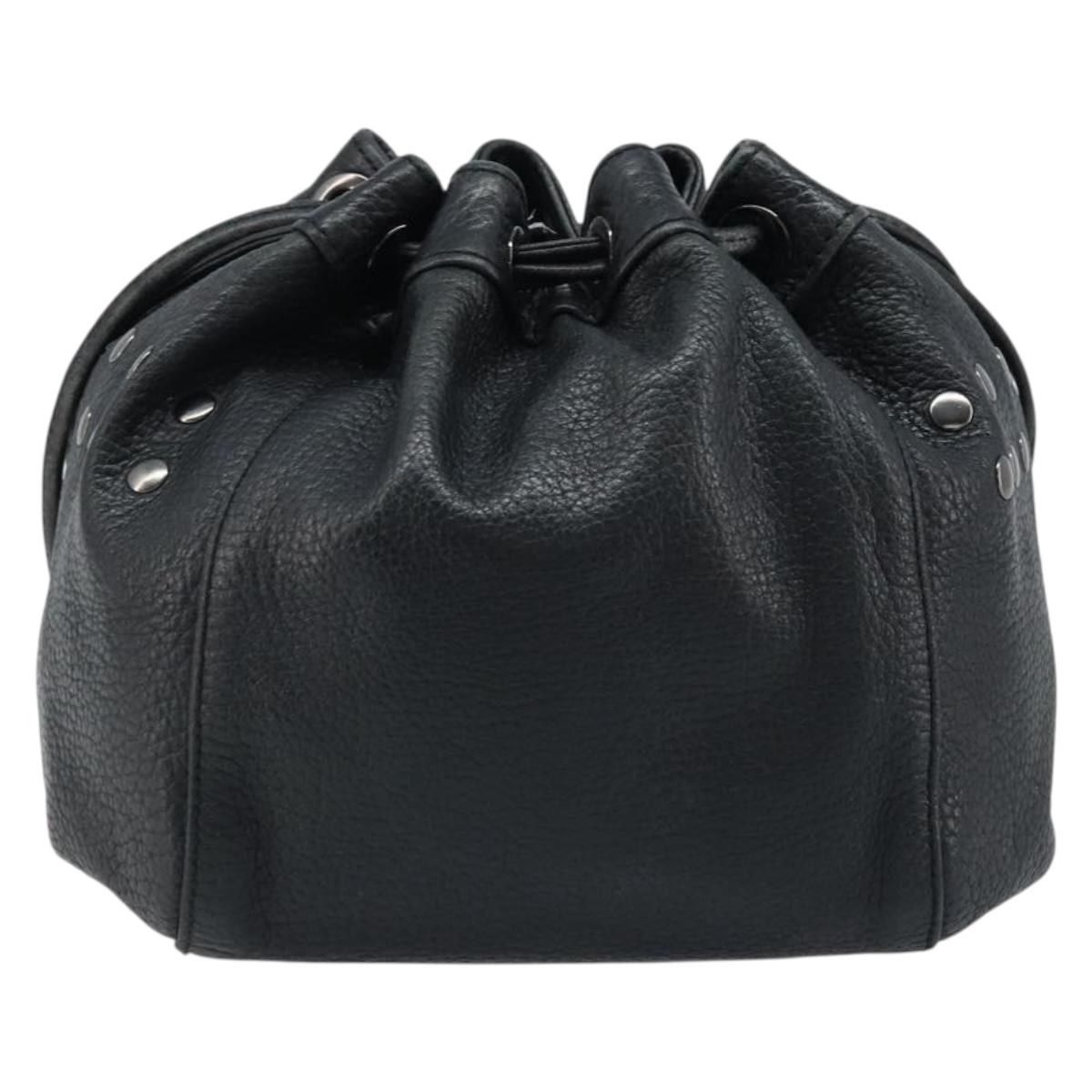 BURBERRY Blue Label Shoulder Bag Leather Black Silver Auth mr2180