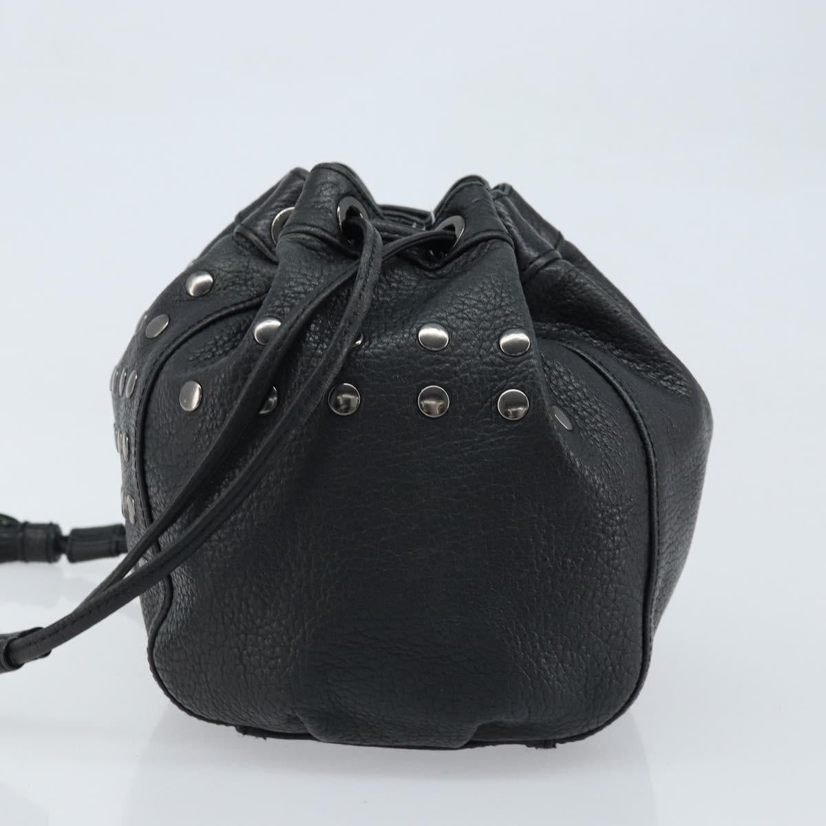 BURBERRY Blue Label Shoulder Bag Leather Black Silver Auth mr2180
