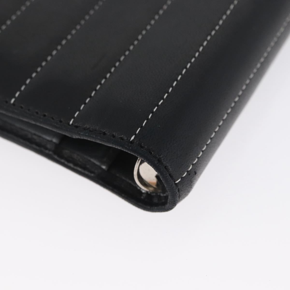 CHANEL Mademoiselle Agenda Day Planner Cover Leather Silver Black CC Auth mr2185