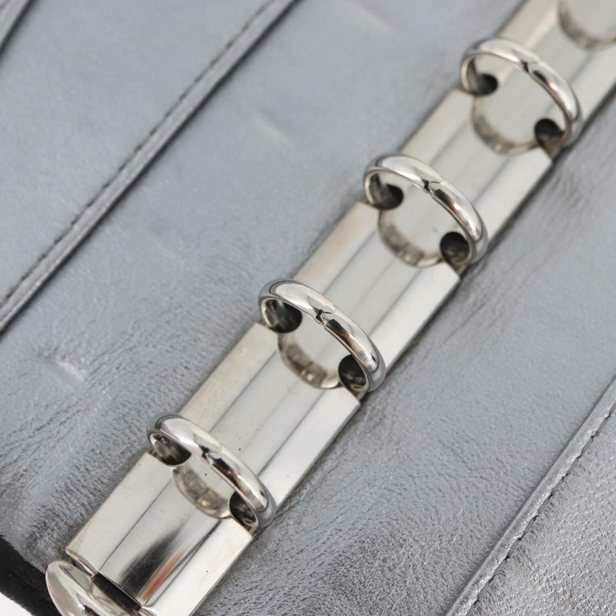 CHANEL Mademoiselle Agenda Day Planner Cover Leather Silver Black CC Auth mr2185