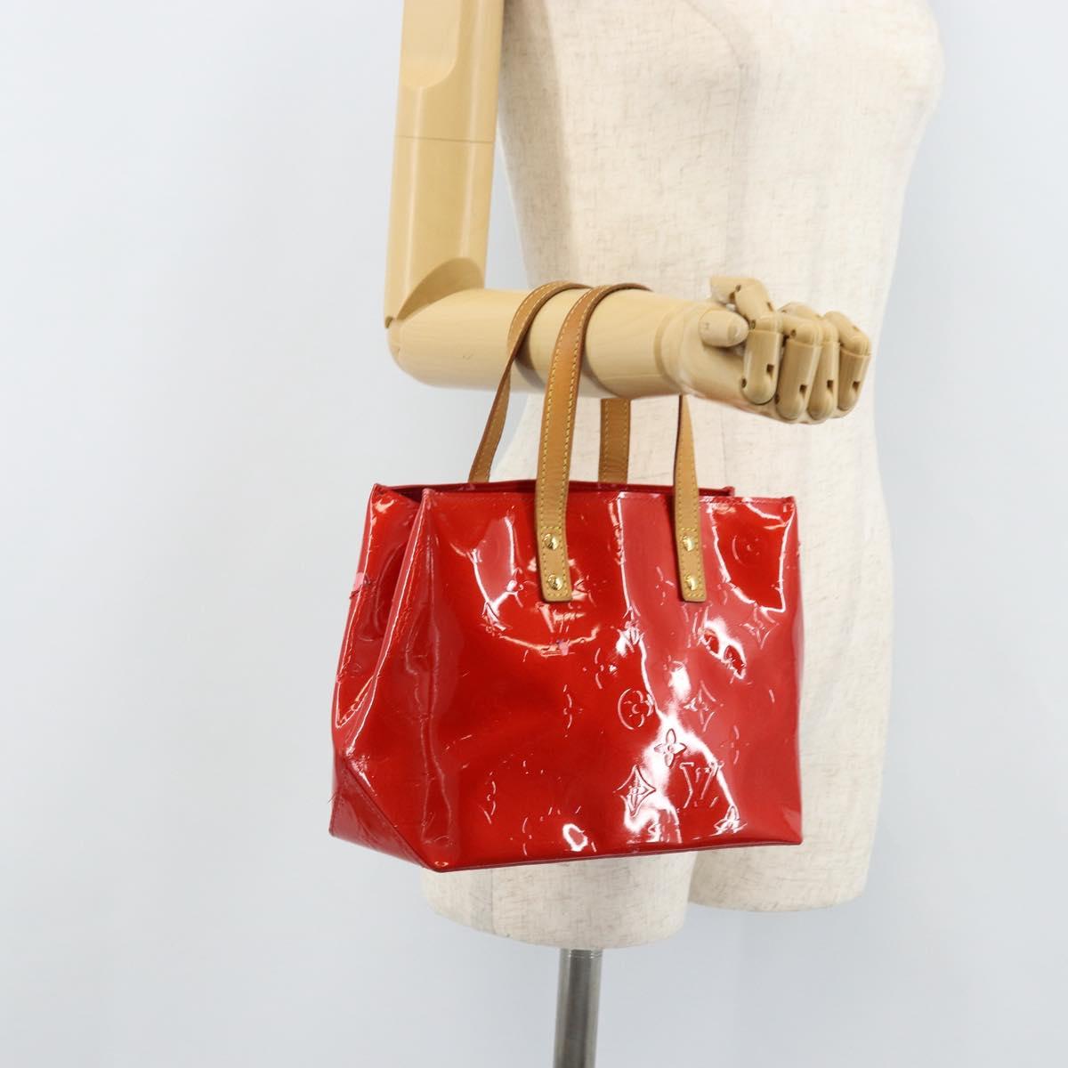 LOUIS VUITTON Monogram Vernis Reade PM Hand Bag Red Rouge M91088 LV Auth mr2188