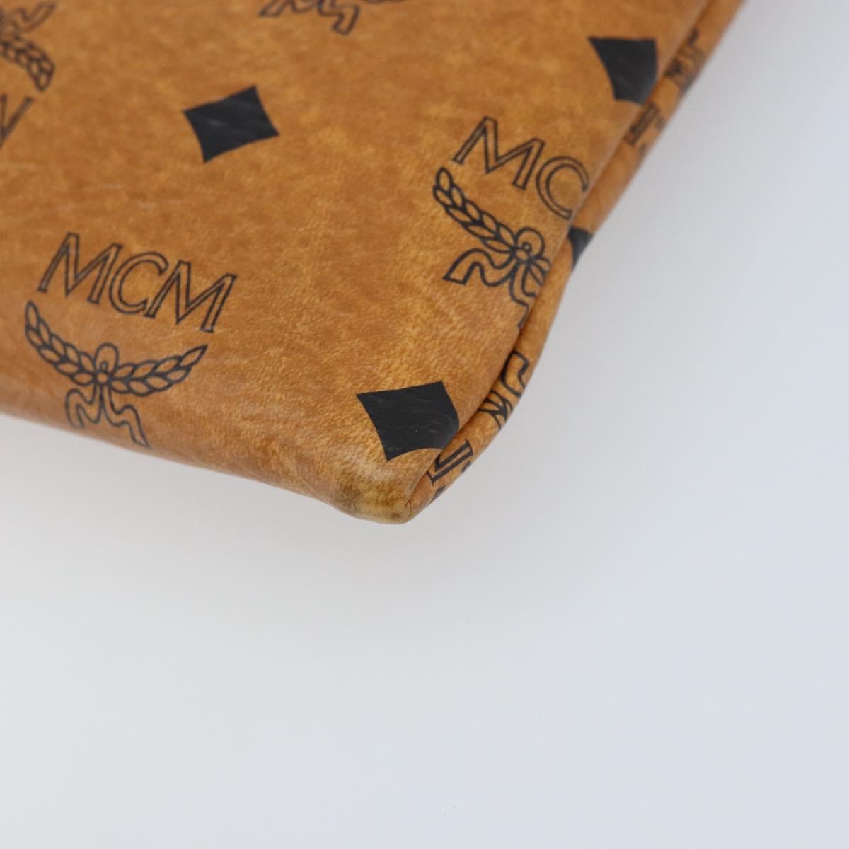 MCM Vicetos Logogram Accessory Pouch PVC Leather Brown Gold Auth mr2192