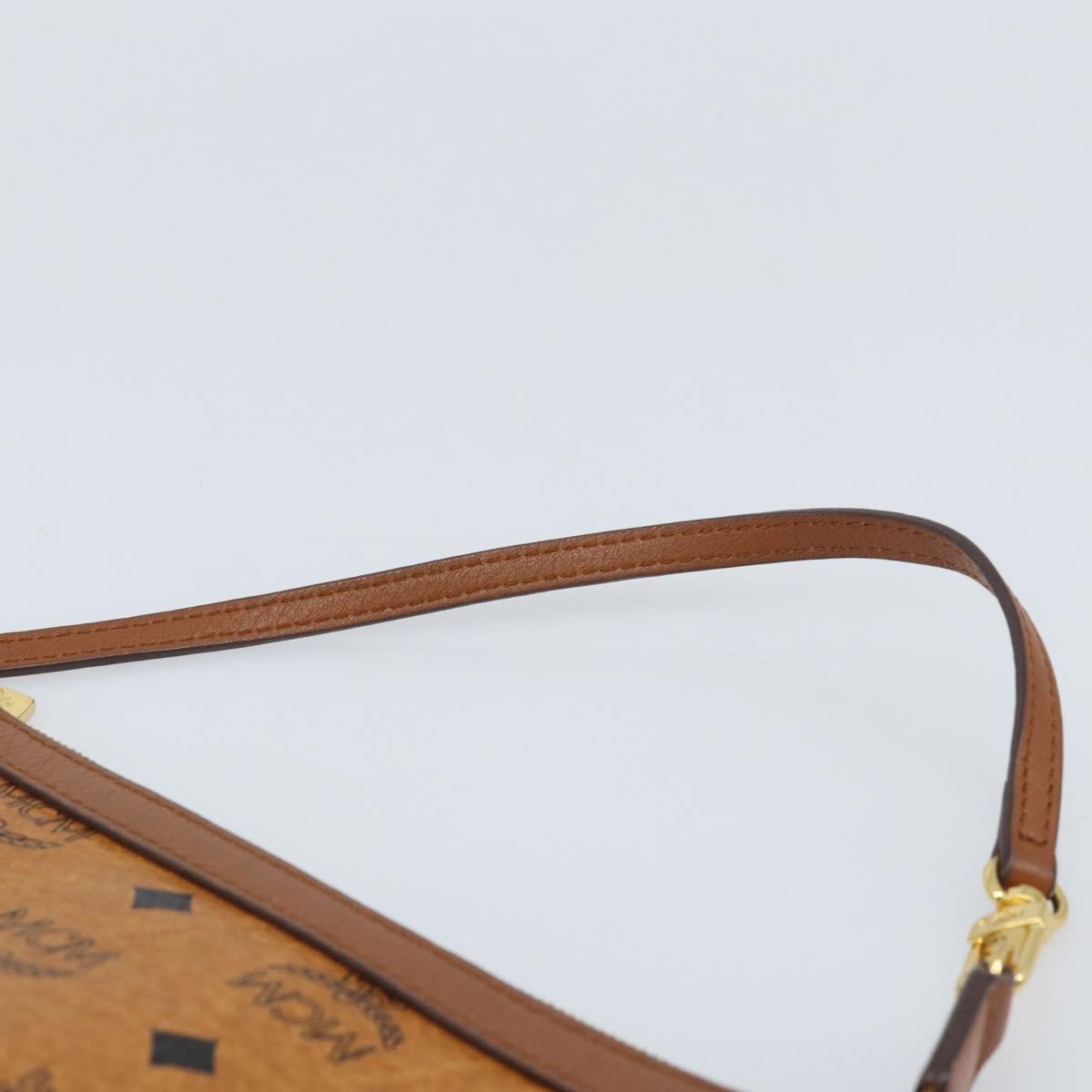 MCM Vicetos Logogram Accessory Pouch PVC Leather Brown Gold Auth mr2192