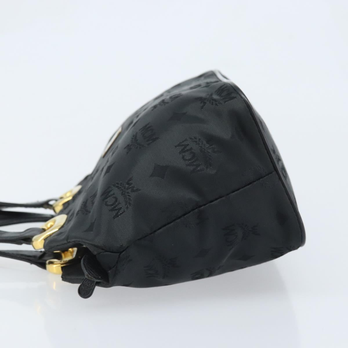 MCM Vicetos Logogram Hand Bag Nylon Black Gold Auth mr2197