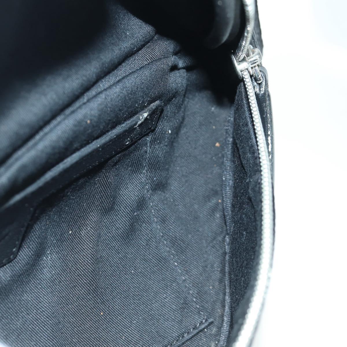 MCM Vicetos Logogram Body Bag Leather Black Silver Auth mr2198V