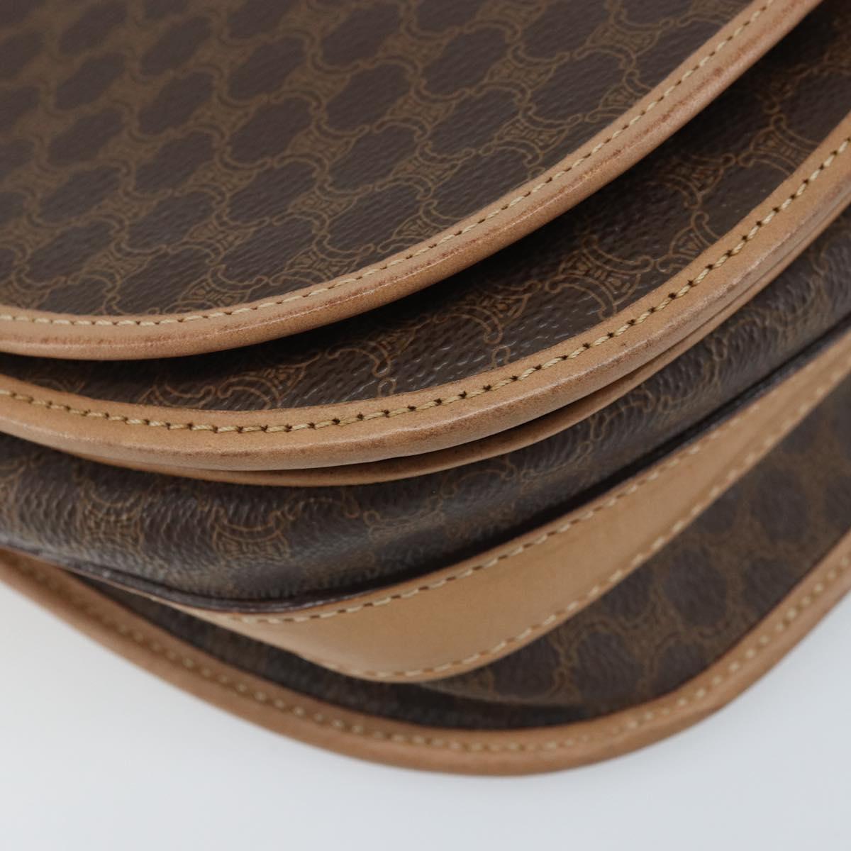 CELINE Macadam Canvas Shoulder Bag PVC Leather Brown Gold Auth mr2202