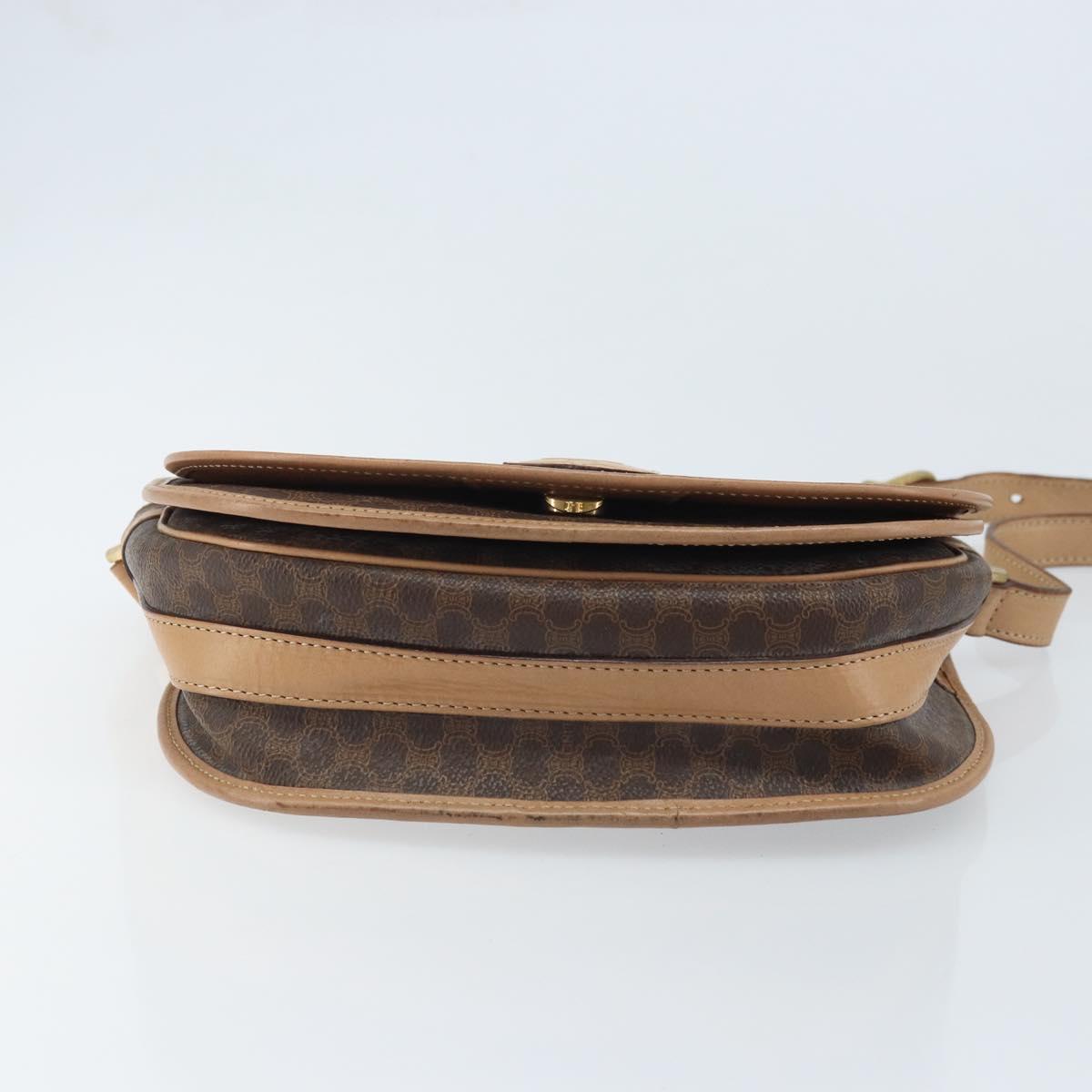 CELINE Macadam Canvas Shoulder Bag PVC Leather Brown Gold Auth mr2202