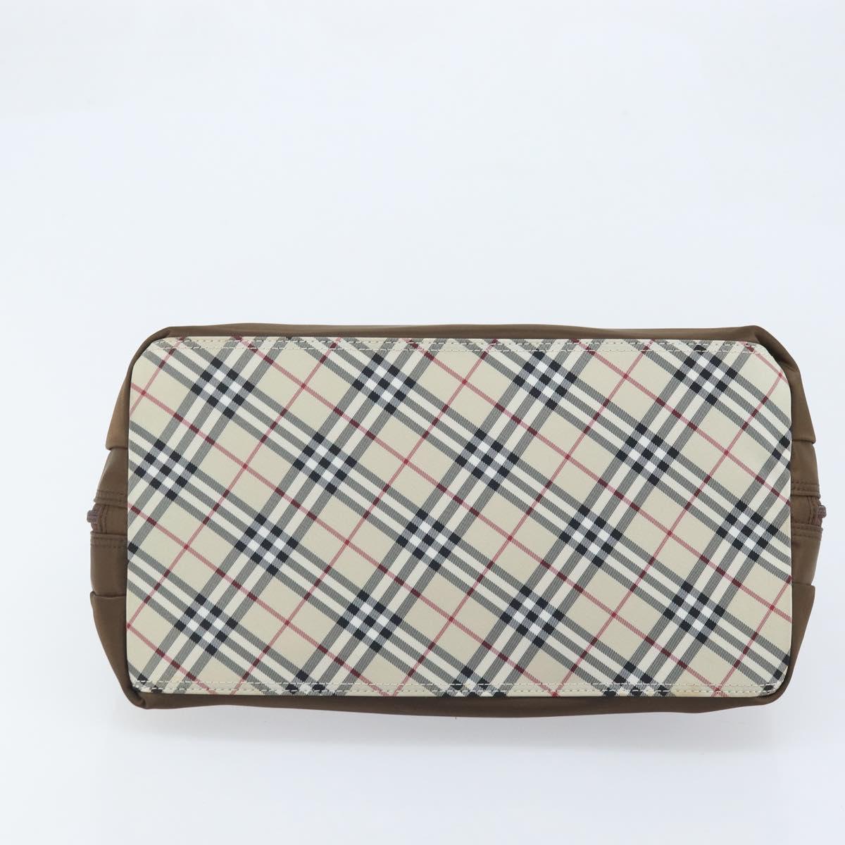 BURBERRY Hand Bag Nylon Brown Silver Auth mr2204
