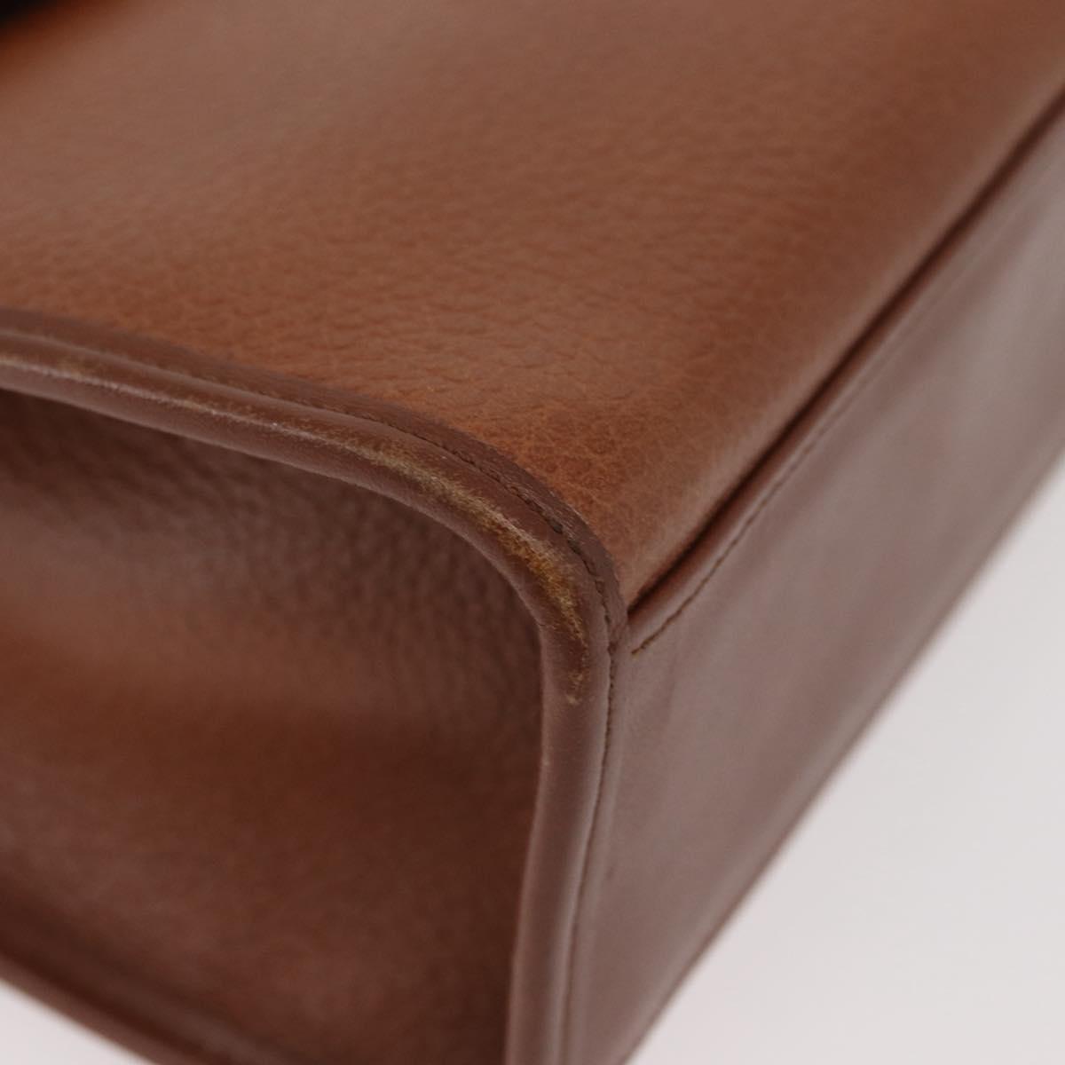 Burberrys Hand Bag Leather 2way Brown Silver Auth mr2205