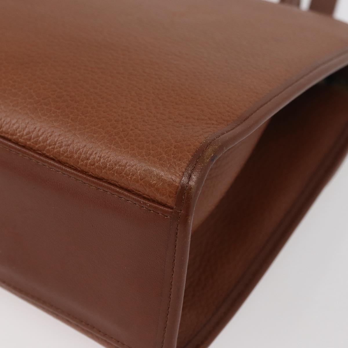 Burberrys Hand Bag Leather 2way Brown Silver Auth mr2205