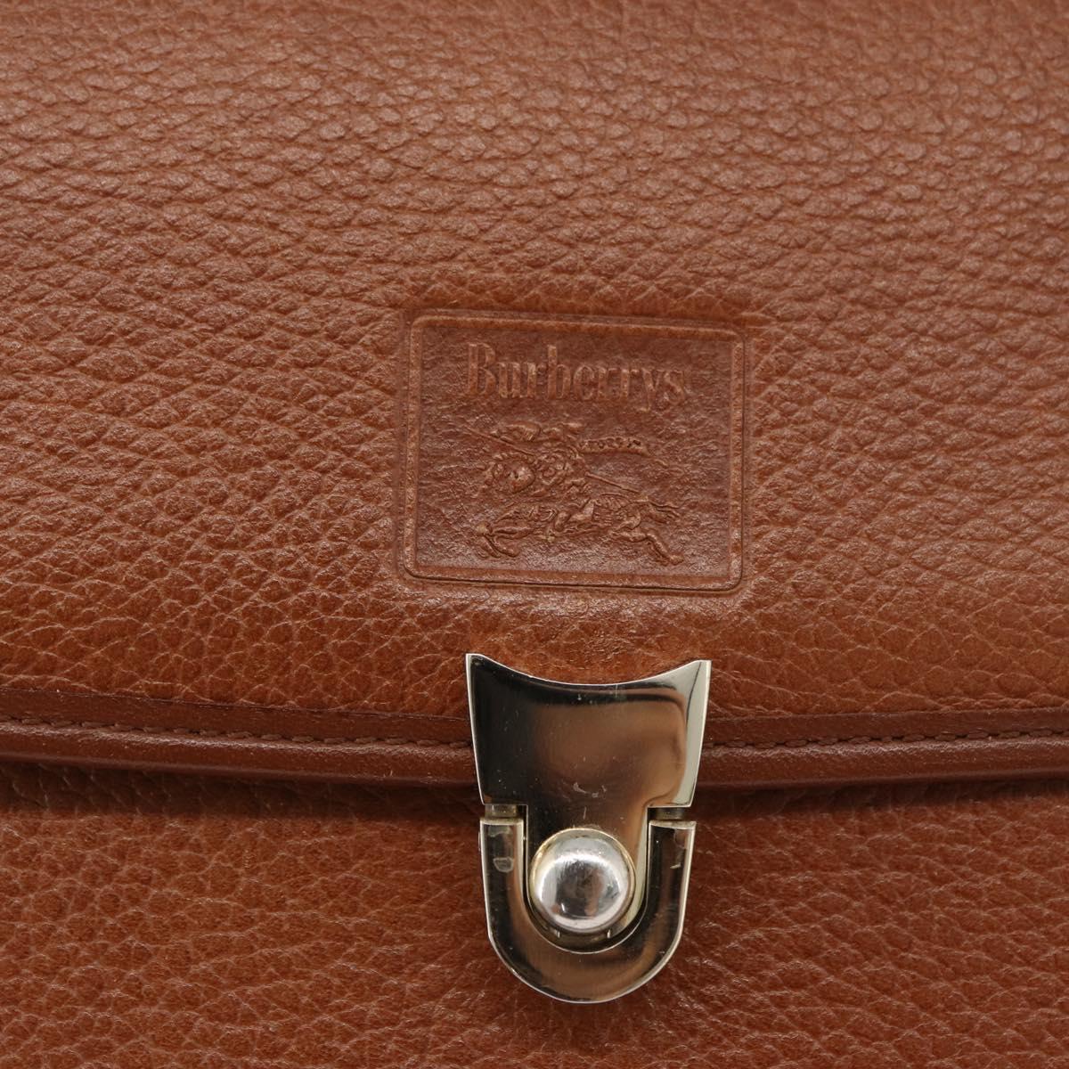 Burberrys Hand Bag Leather 2way Brown Silver Auth mr2205