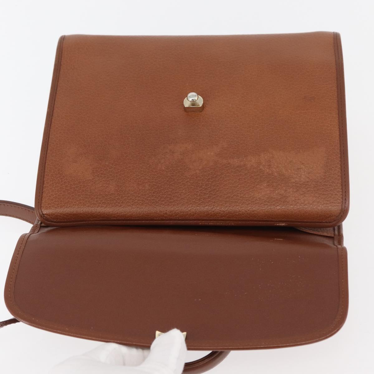 Burberrys Hand Bag Leather 2way Brown Silver Auth mr2205
