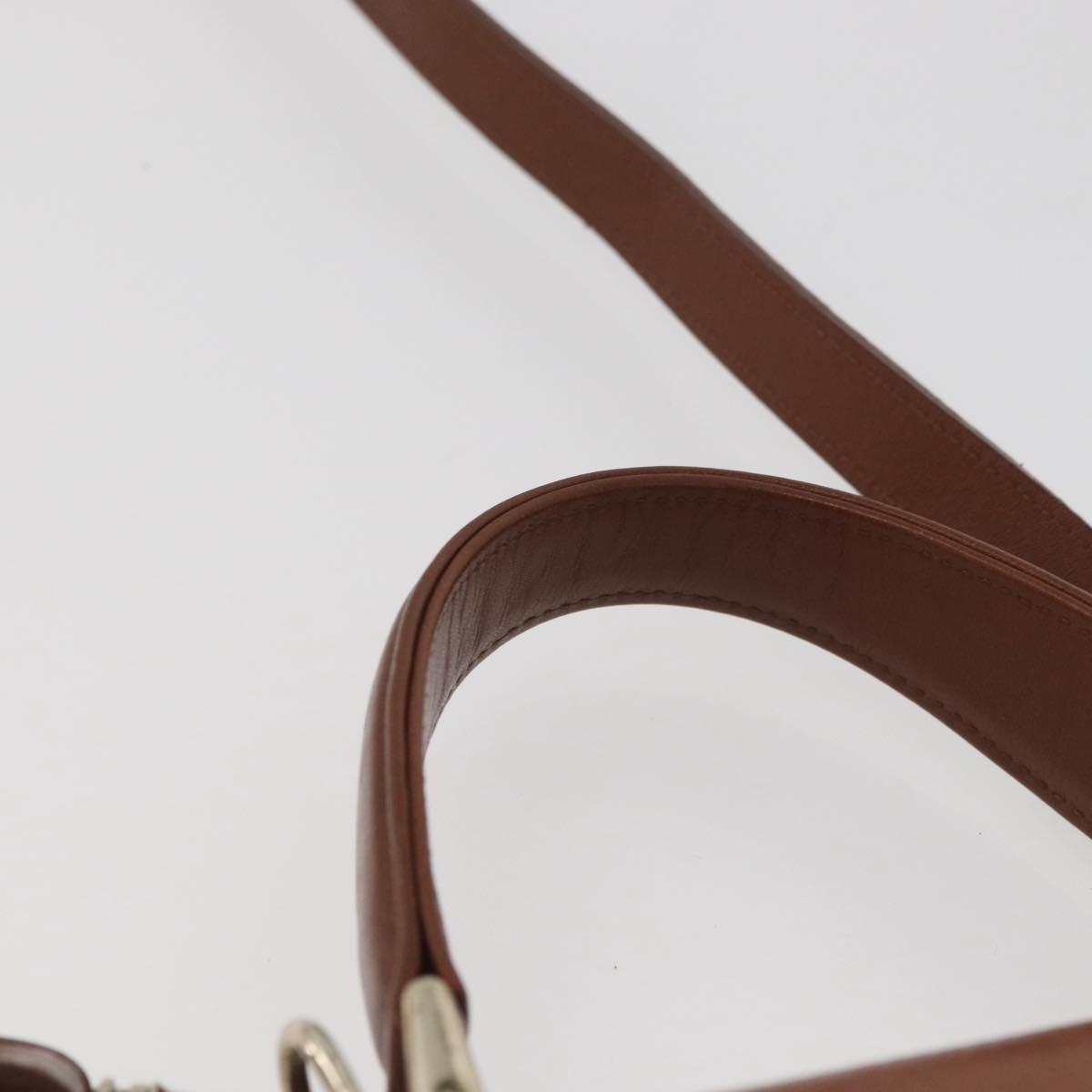 Burberrys Hand Bag Leather 2way Brown Silver Auth mr2205