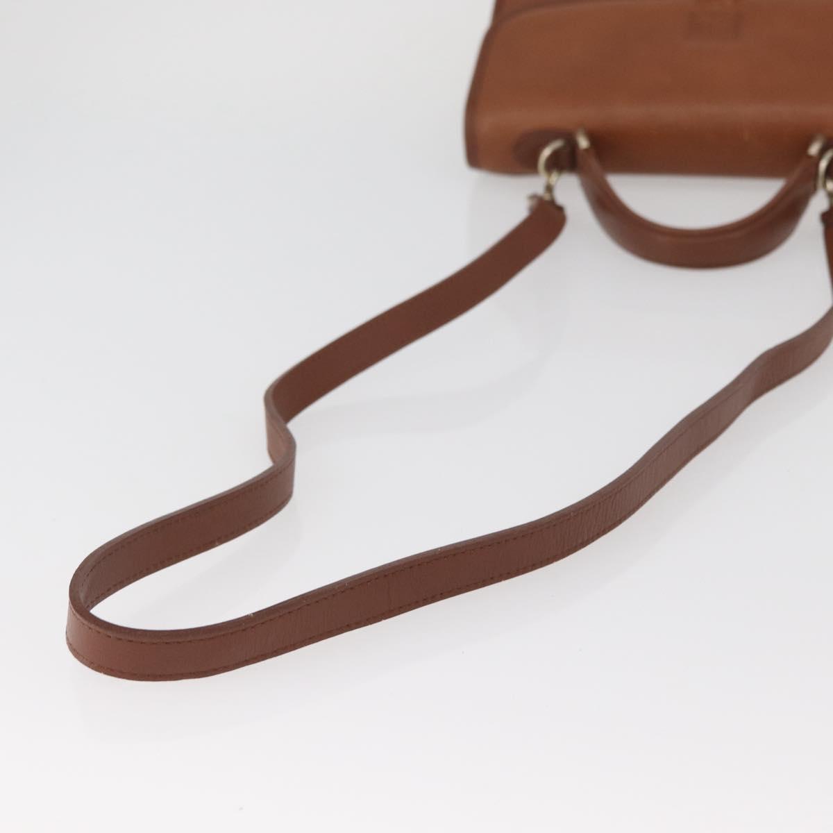 Burberrys Hand Bag Leather 2way Brown Silver Auth mr2205