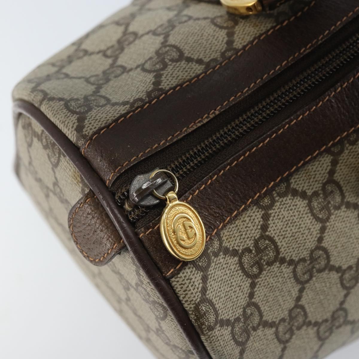 GUCCI GG Supreme Web Sherry Line Boston Bag PVC Beige Gold 40 02 007 Auth mr2206