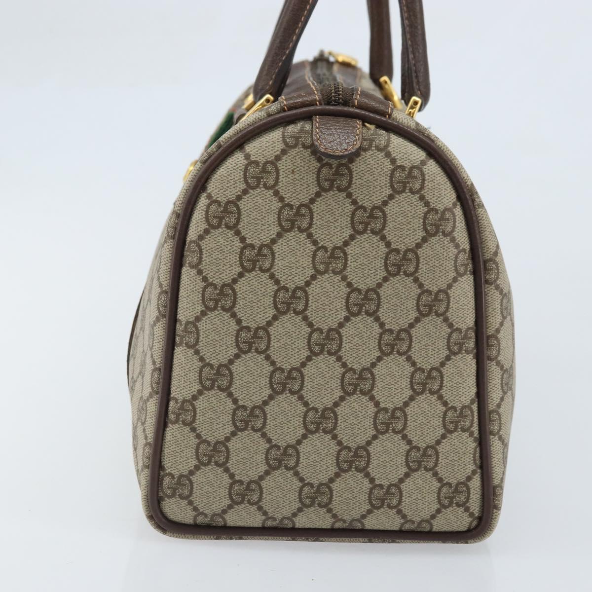 GUCCI GG Supreme Web Sherry Line Boston Bag PVC Beige Gold 40 02 007 Auth mr2206