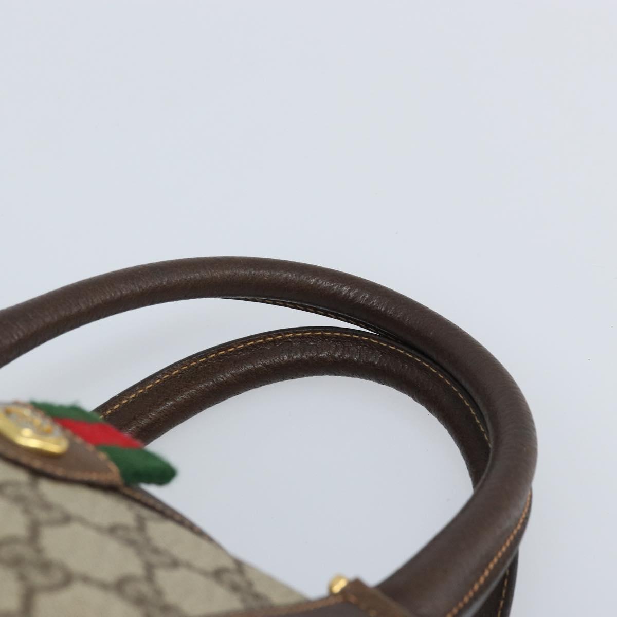 GUCCI GG Supreme Web Sherry Line Boston Bag PVC Beige Gold 40 02 007 Auth mr2206