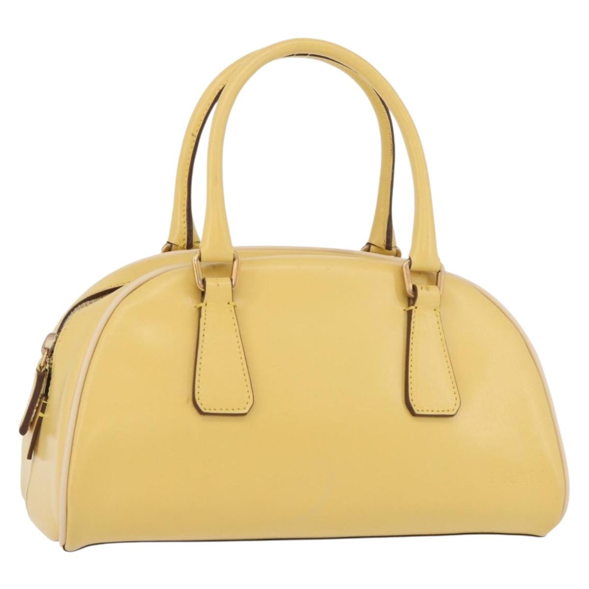 PRADA Hand Bag Leather Yellow Gold Auth mr2207