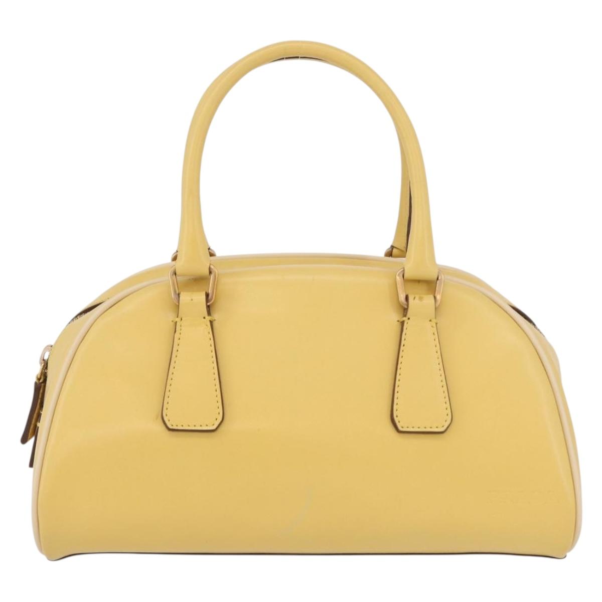 PRADA Hand Bag Leather Yellow Gold Auth mr2207