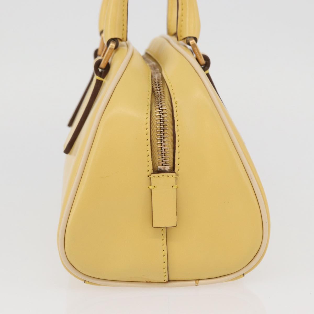 PRADA Hand Bag Leather Yellow Gold Auth mr2207