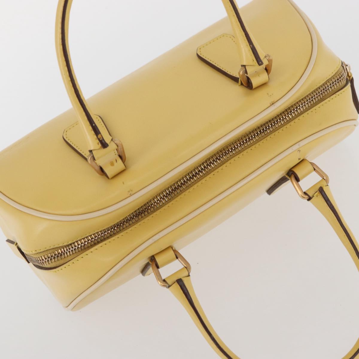 PRADA Hand Bag Leather Yellow Gold Auth mr2207