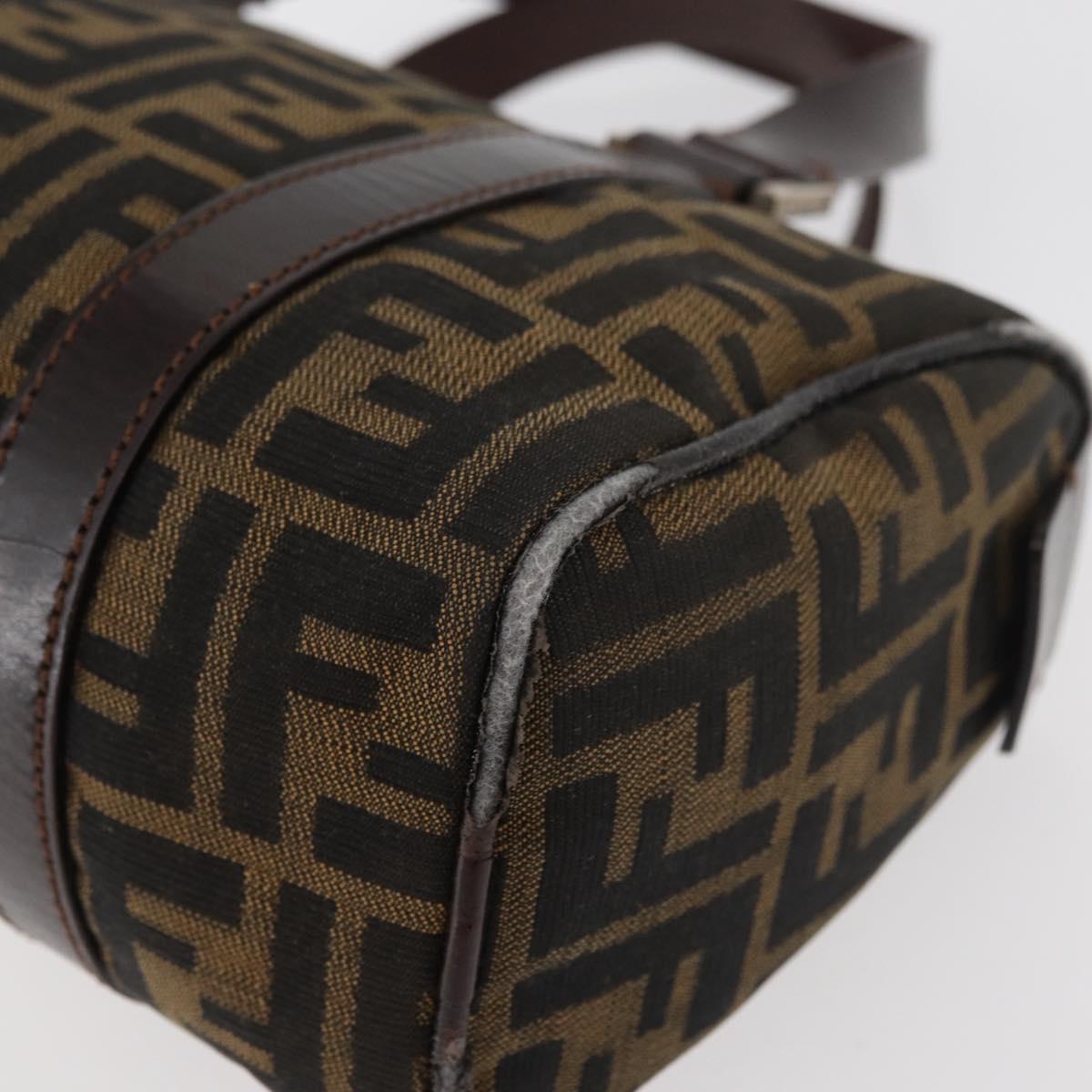 FENDI Zucca Canvas Hand Bag Black Brown Auth mr2208