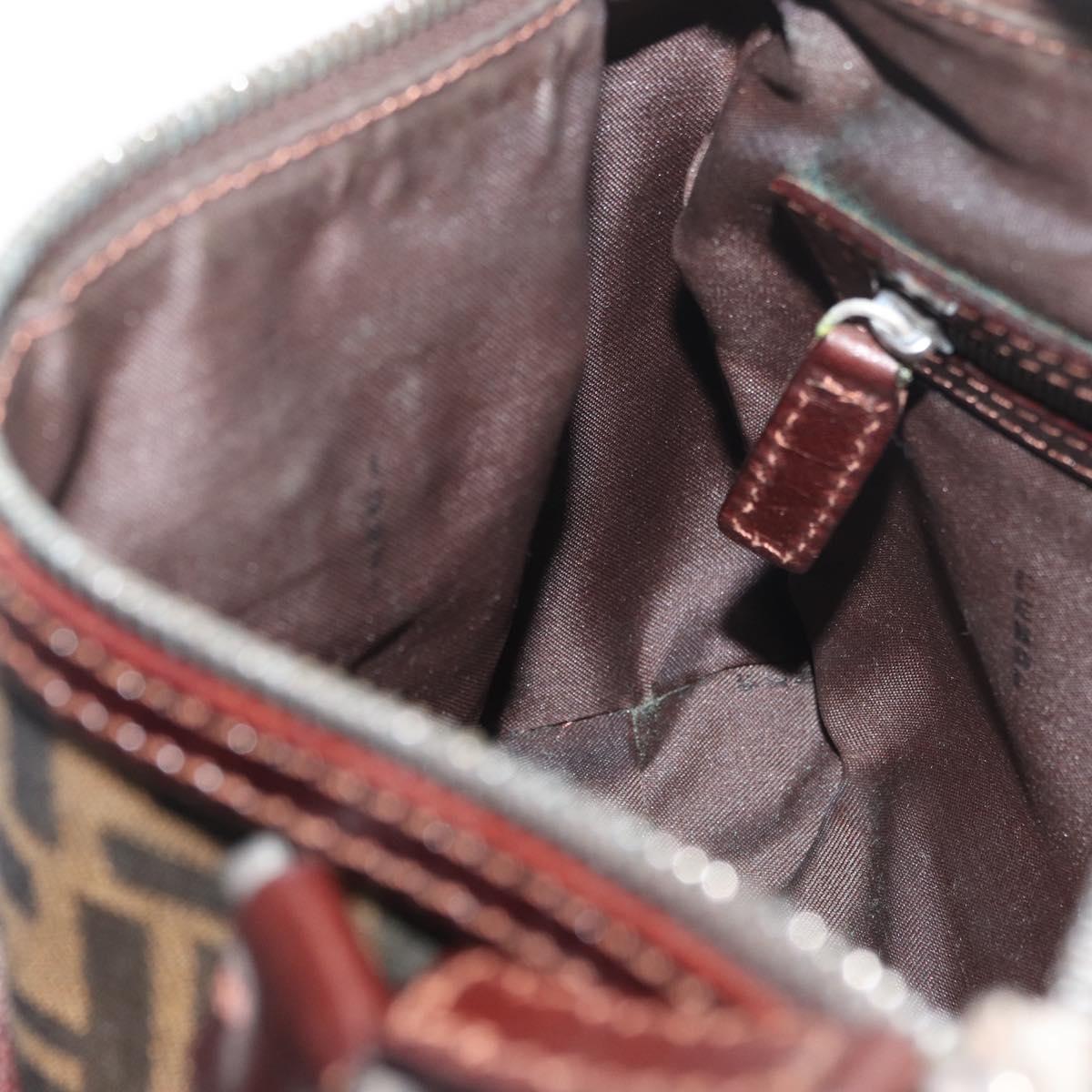 FENDI Zucca Canvas Hand Bag Black Brown Auth mr2208